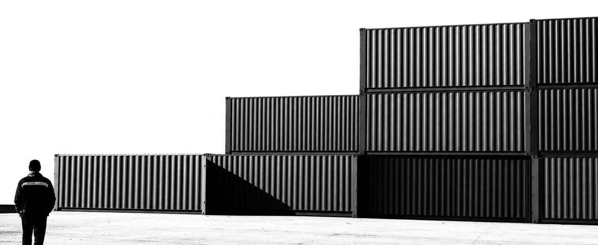 Shipping containers stacked in a yard